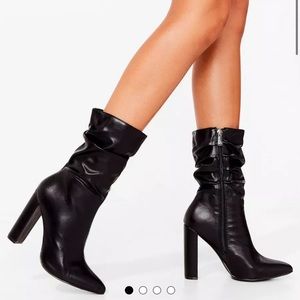Nasty Gal Black Faux Leather Boots
